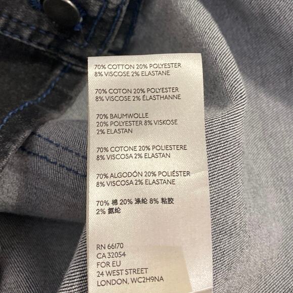 Free People Bo Black Long Sleeve Button Up Denim Jean Shirt Mini Dress Size M - Picture 5 of 5